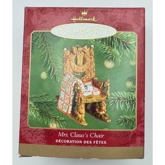 Hallmark Keepsake Mrs. Claus's Chair Christmas Ornament 2001 Quilt White Cat - Picture 3 of 12